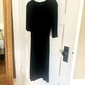 Goldray asymmetric black cotton ribbed dress.